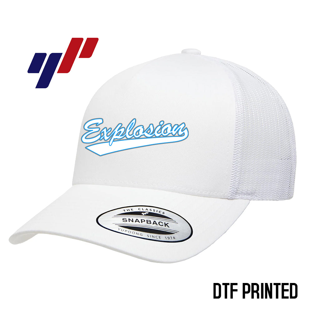 Yupoong 6506 Adult 5-Panel Retro Trucker Cap DTF PRINTED- Explosion Softball