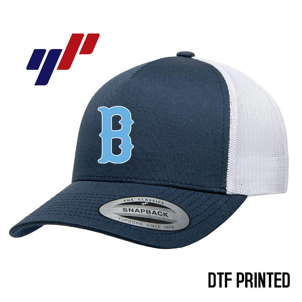 Yupoong 6506 Adult 5-Panel Retro Trucker Cap DTF PRINTED- FCA Blueclaws Baseball