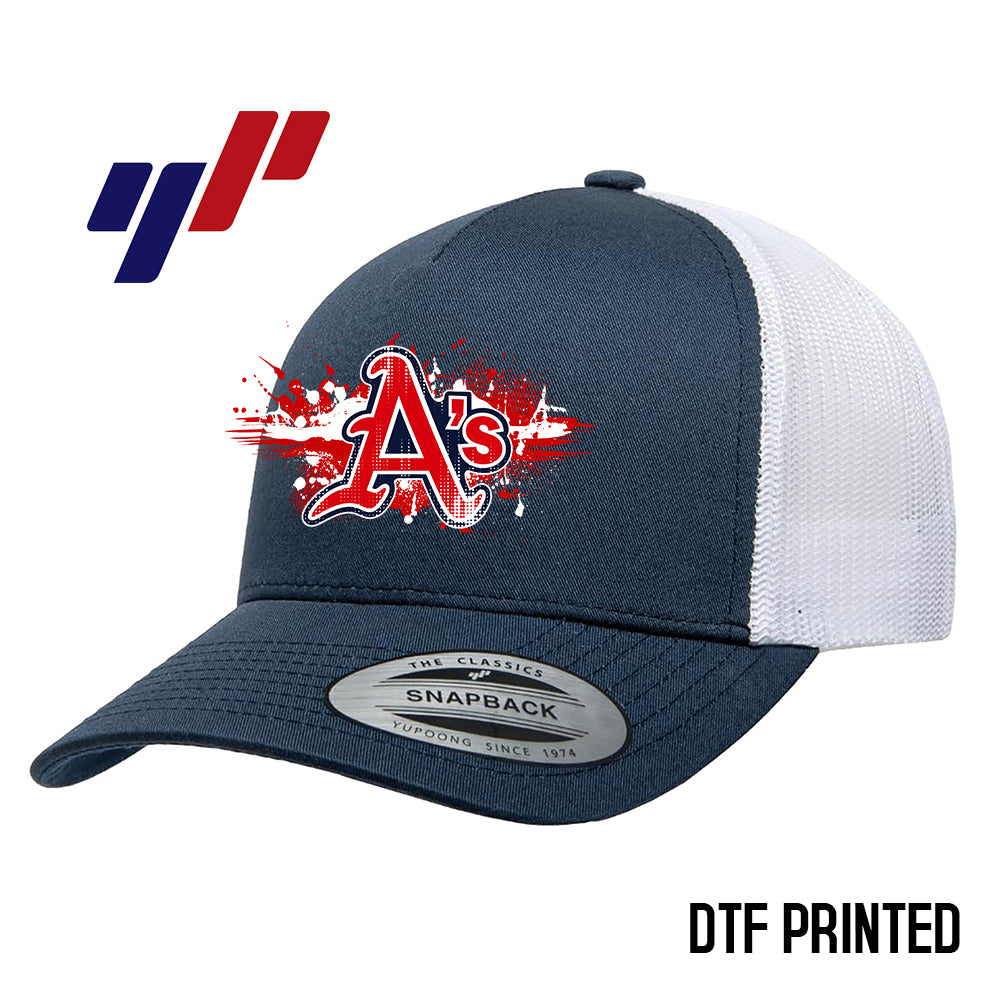 Yupoong 6506 Adult 5-Panel Retro Trucker Cap DTF PRINTED- Little Rock A's Baseball