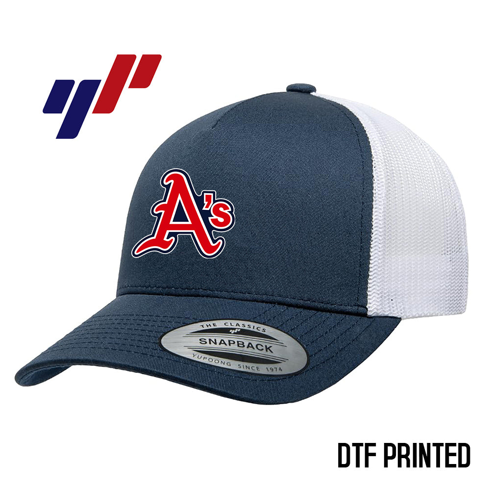 Yupoong 6506 Adult 5-Panel Retro Trucker Cap DTF PRINTED- Little Rock A's Baseball