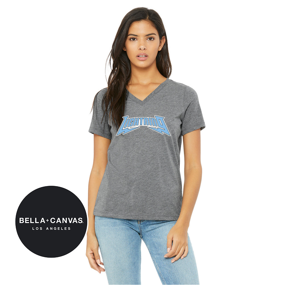 Bella + Canvas 6415 Ladies' Relaxed Triblend V-Neck T-Shirt - Lightning Baseball