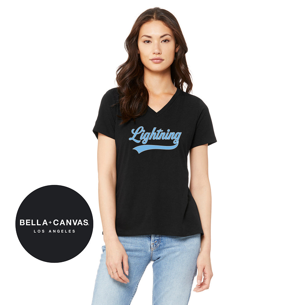 Bella + Canvas 6415 Ladies' Relaxed Triblend V-Neck T-Shirt - Lightning Baseball