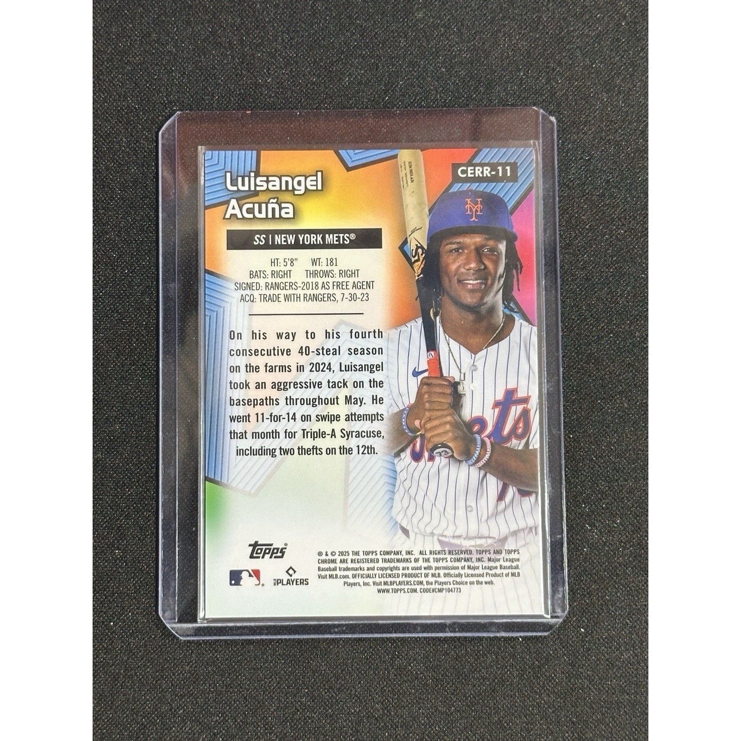 2025 Topps Chrome - All Etch Rookie Rush Luisangel Acuna #CERR-11 Green /99 RC