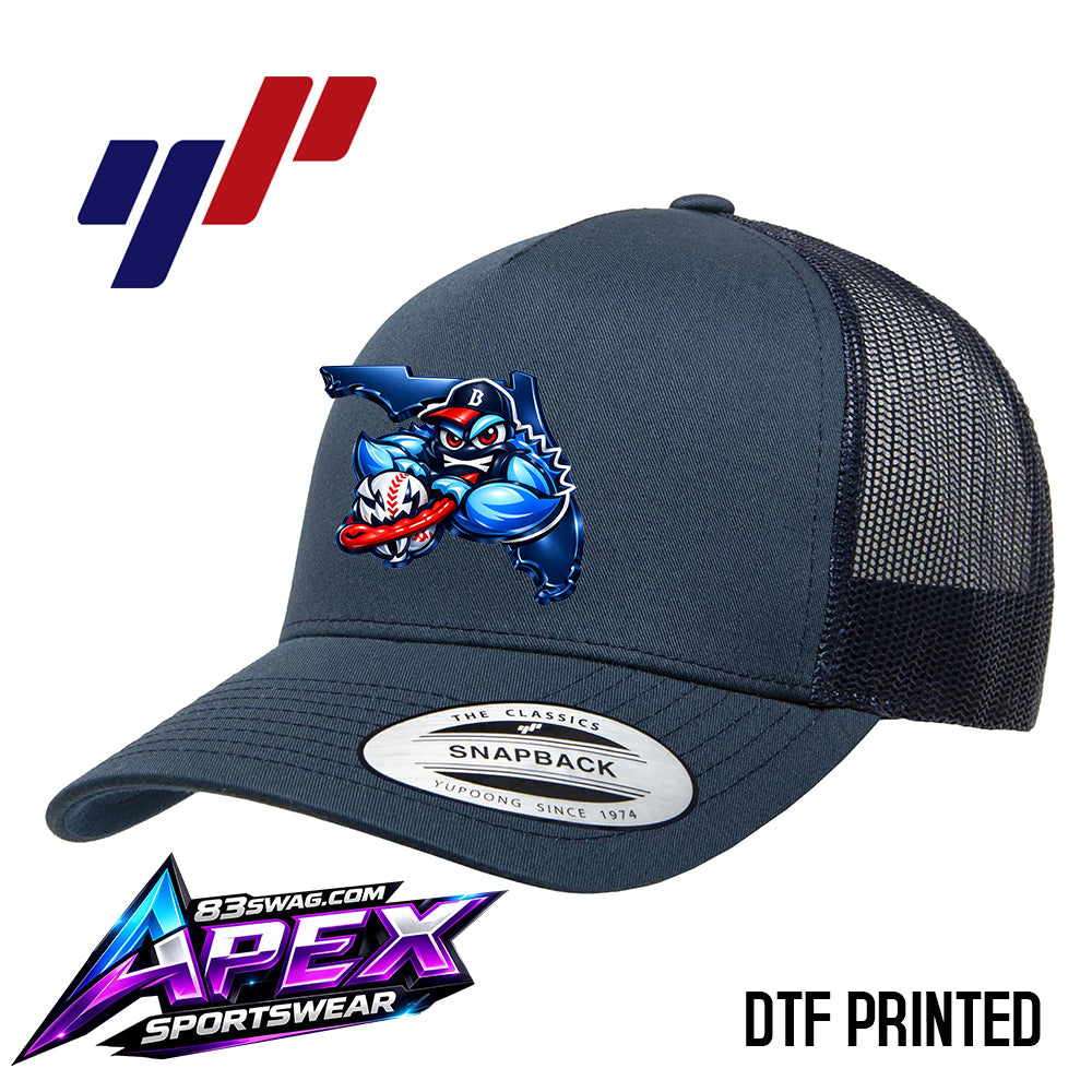 APEX 6506 Adult 5-Panel Retro Trucker Cap DTF PRINTED- FCA Blueclaws Baseball