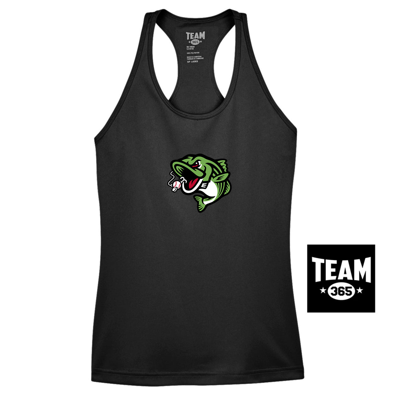 Team 365 TT11WRC Women's Zone Performance Racerback Tank - RBA Stripers Baseball