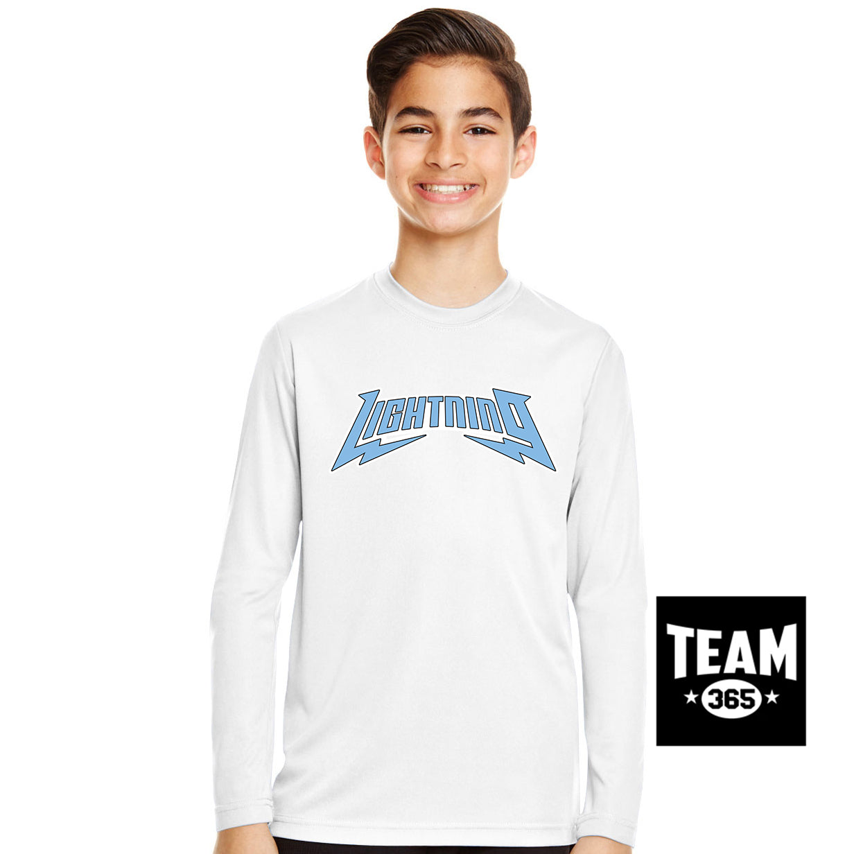 Team 365 TT11YL Youth Zone Performance Long-Sleeve T-Shirt - Lightning Baseball