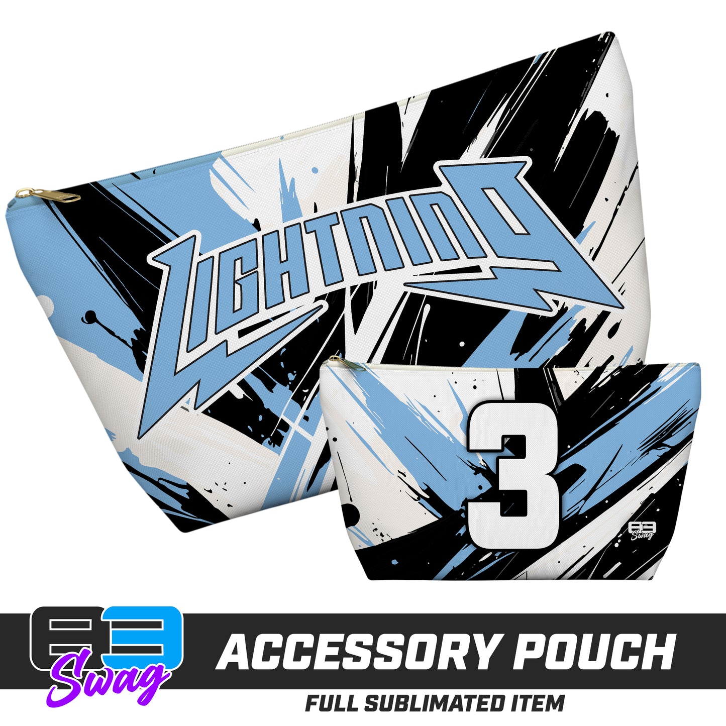 7"x12" Accessory Pouch w T-bottom - Lightning Baseball