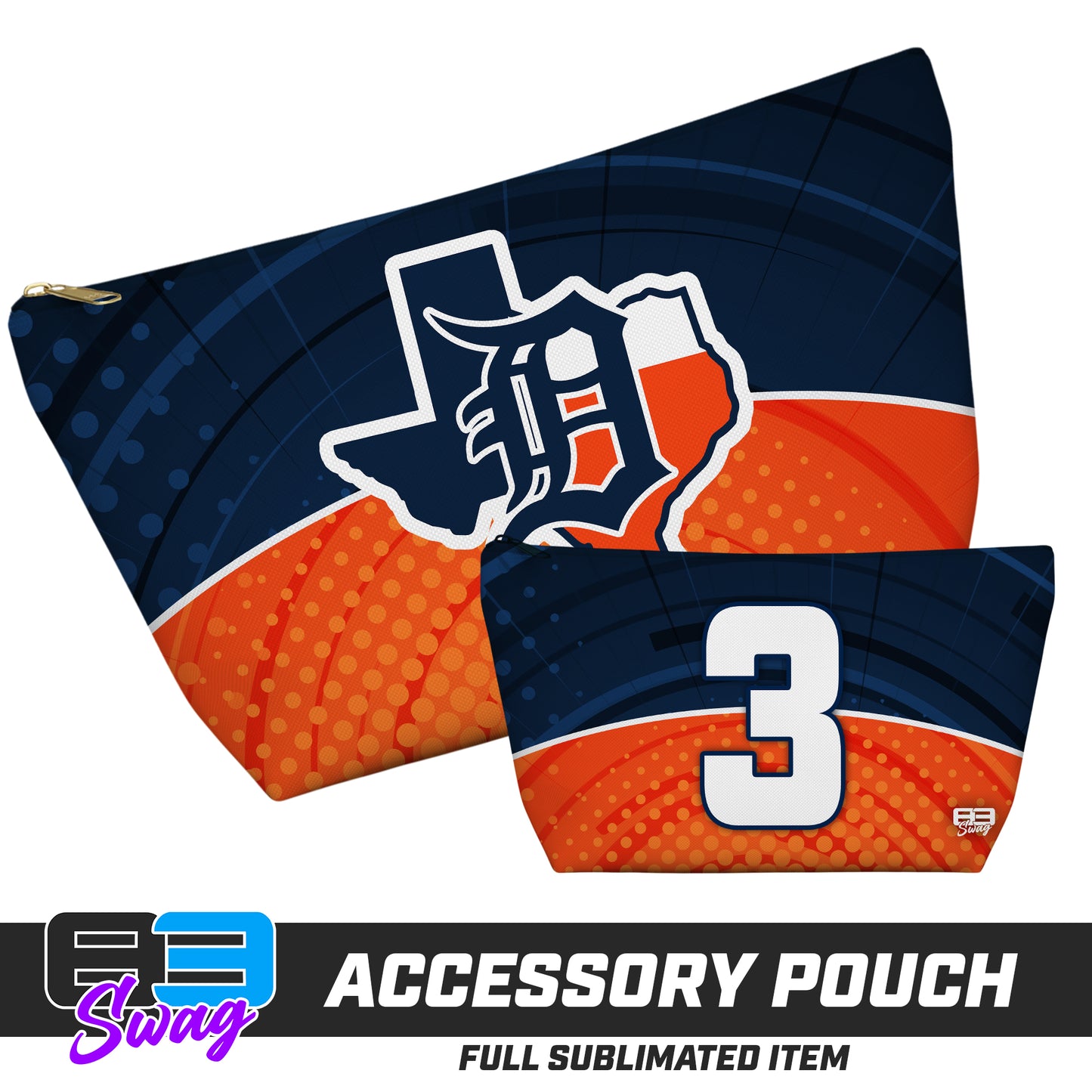 CUSTOM - 7"x12" Accessory Pouch w T-bottom - Dallas Tigers Baseball
