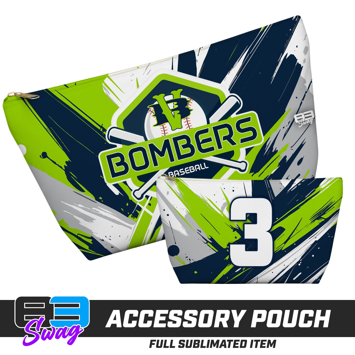 7"x12" Accessory Pouch w T-bottom - VB Bombers Baseball