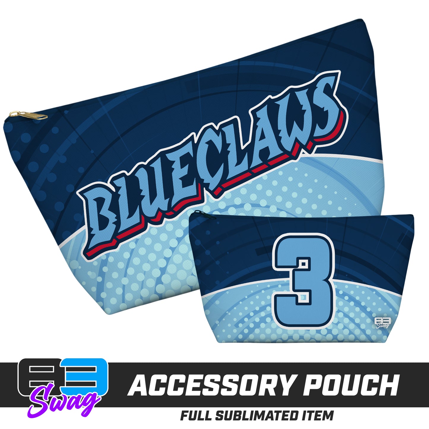 CUSTOM - 7"x12" Accessory Pouch w T-bottom - FCA Blueclaws Baseball