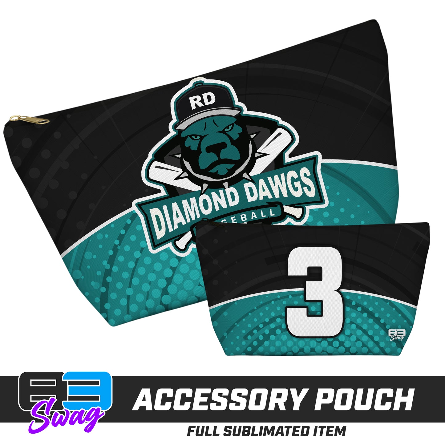 CUSTOM - 7"x12" Accessory Pouch w T-bottom - Diamond Dawgs Baseball
