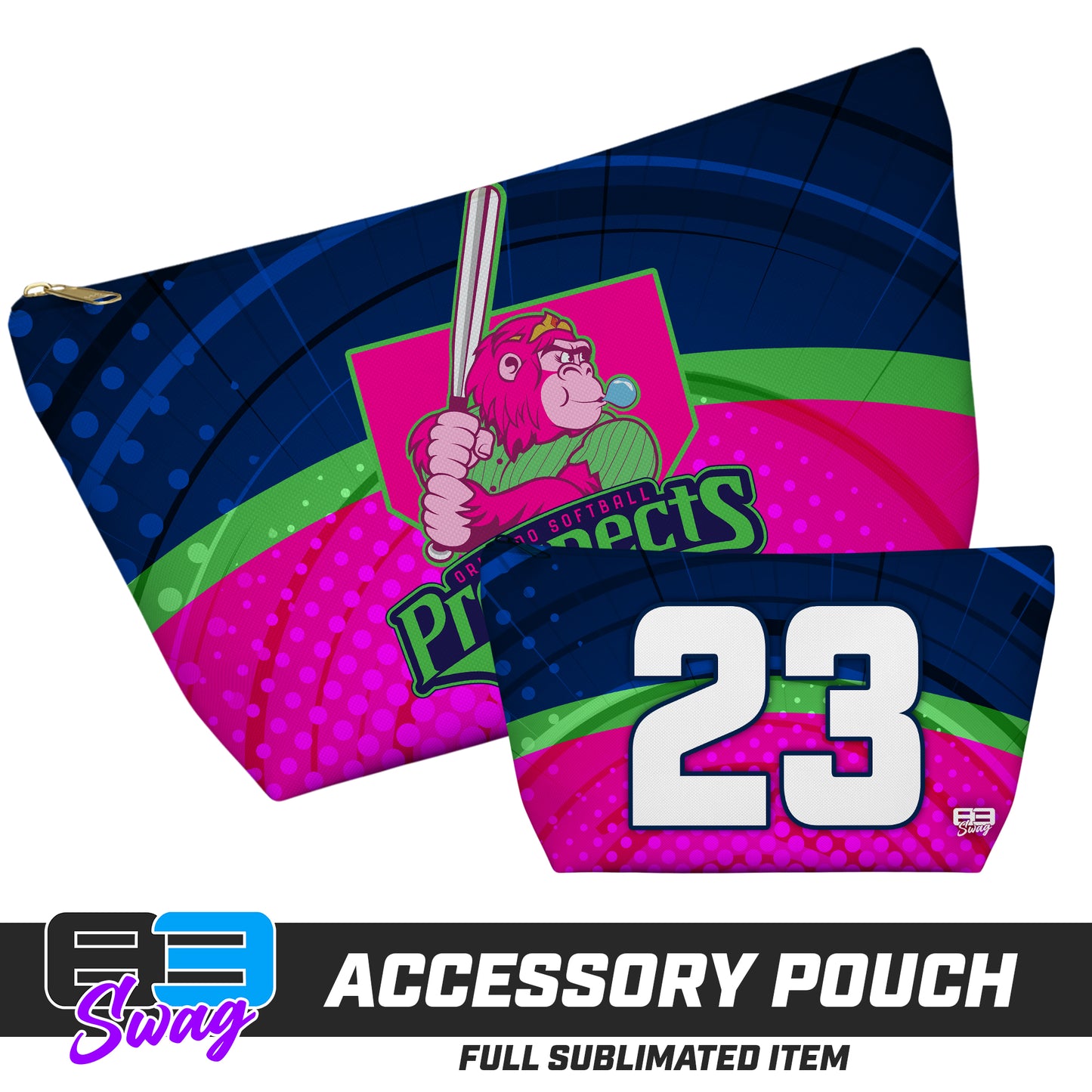 CUSTOM - 7"x12" Accessory Pouch w T-bottom - OSP Gorilla Queens Softball