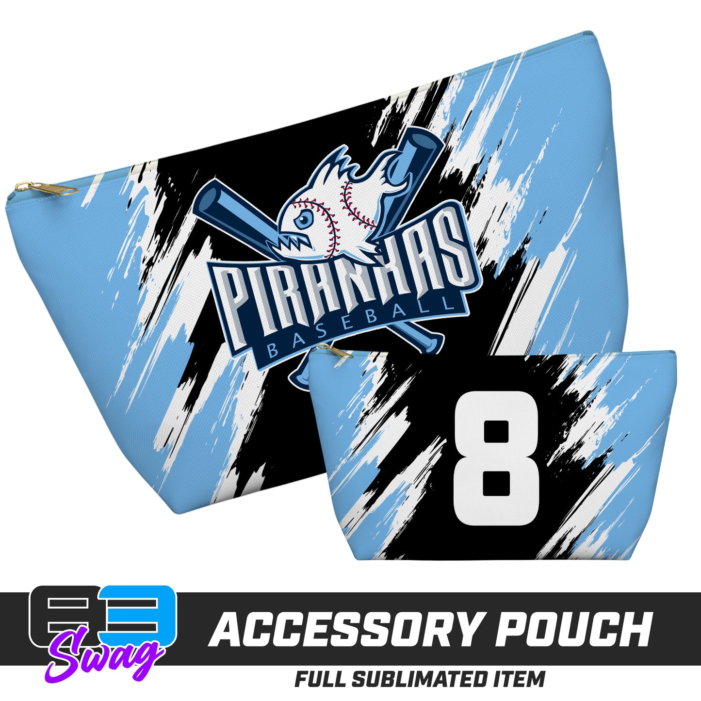 7"x12" Accessory Pouch w T-bottom - Piranhas Baseball