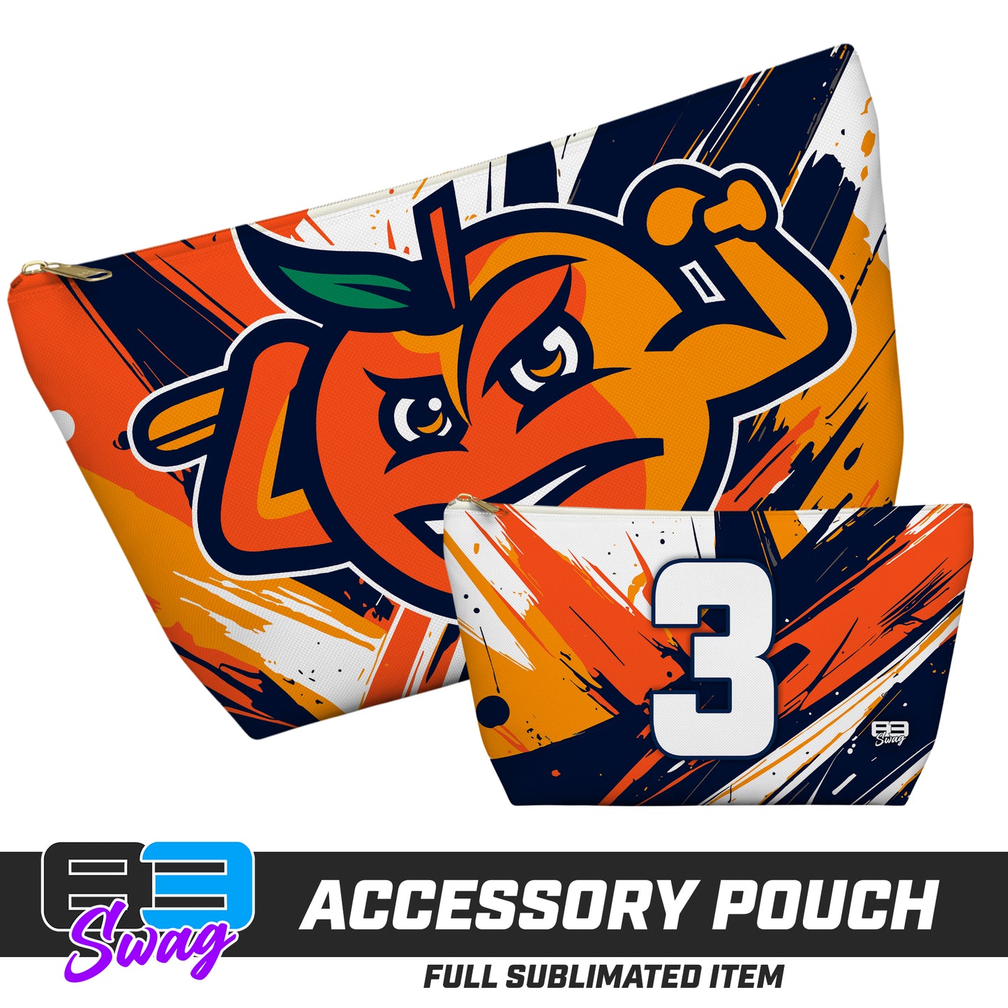 7"x12" Accessory Pouch w T-bottom - Peach Clobbers Baseball V.26