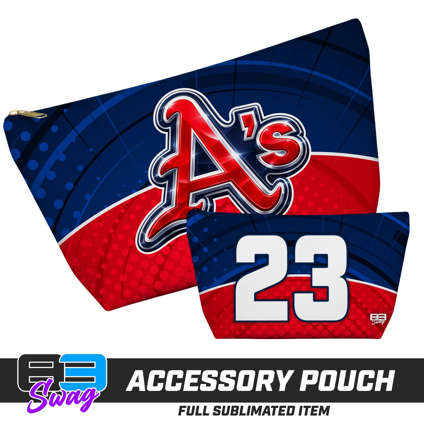 CUSTOM - 7"x12" Accessory Pouch w T-bottom - Little Rock A's Baseball