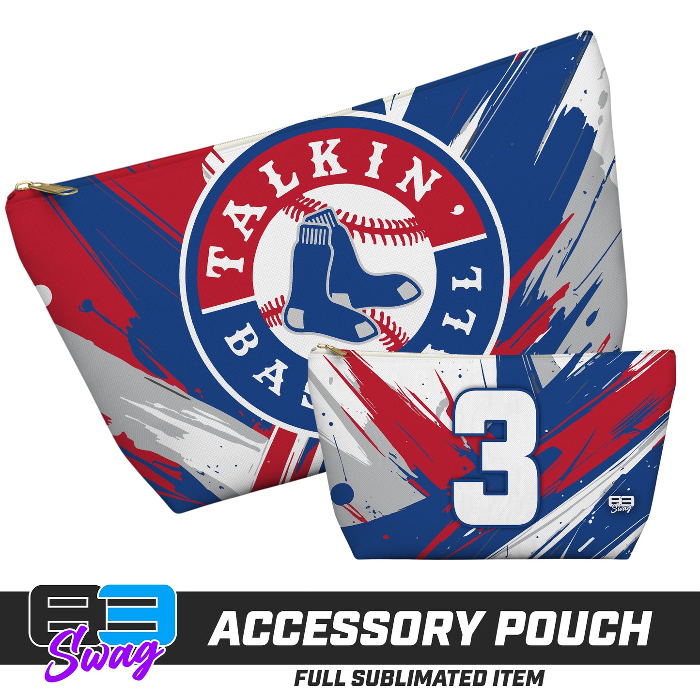 CUSTOM - 7"x12" Accessory Pouch w T-bottom - Talkin Baseball