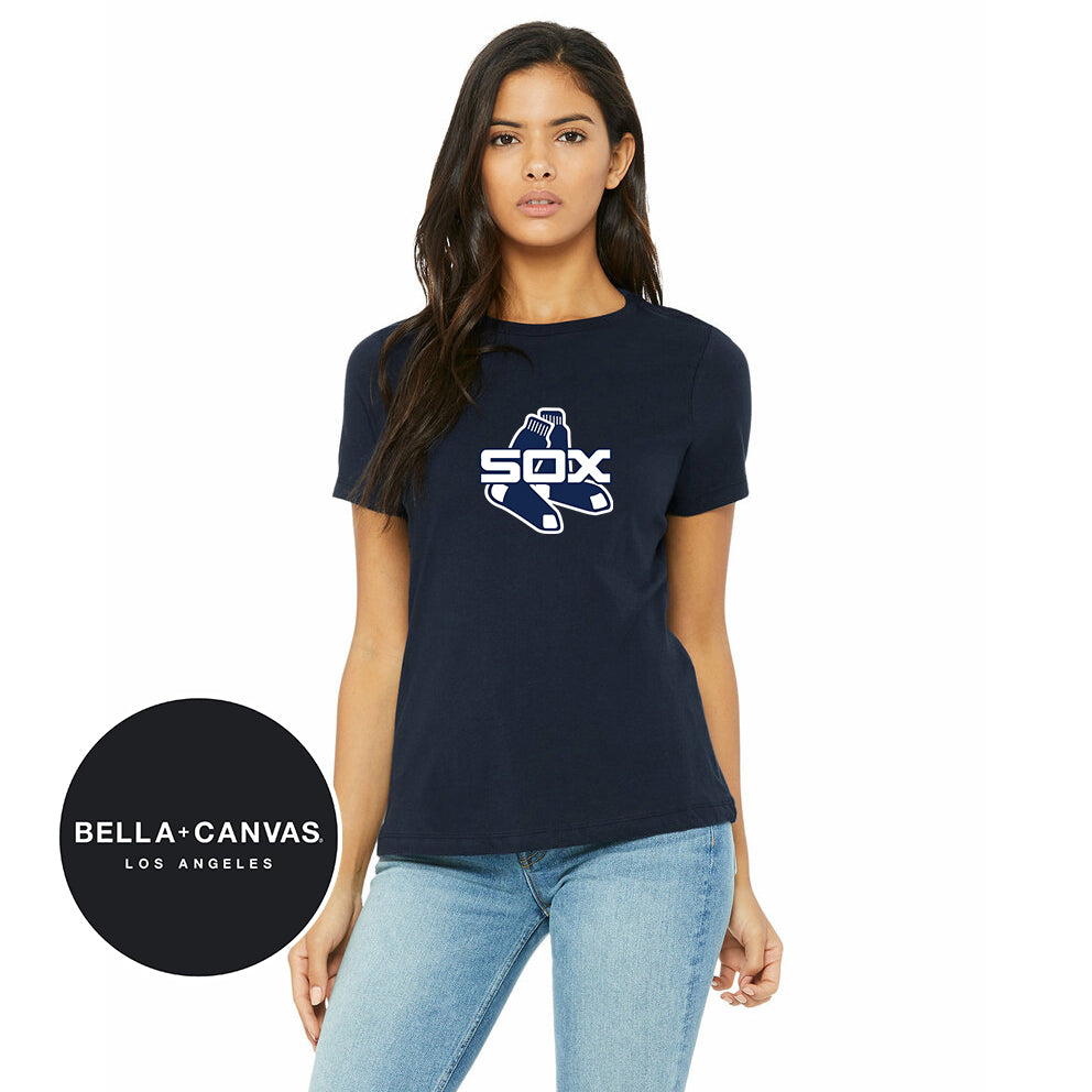 Bella + Canvas B6400 Womens Relaxed Jersey Short-Sleeve T-Shirt - Blue Sox