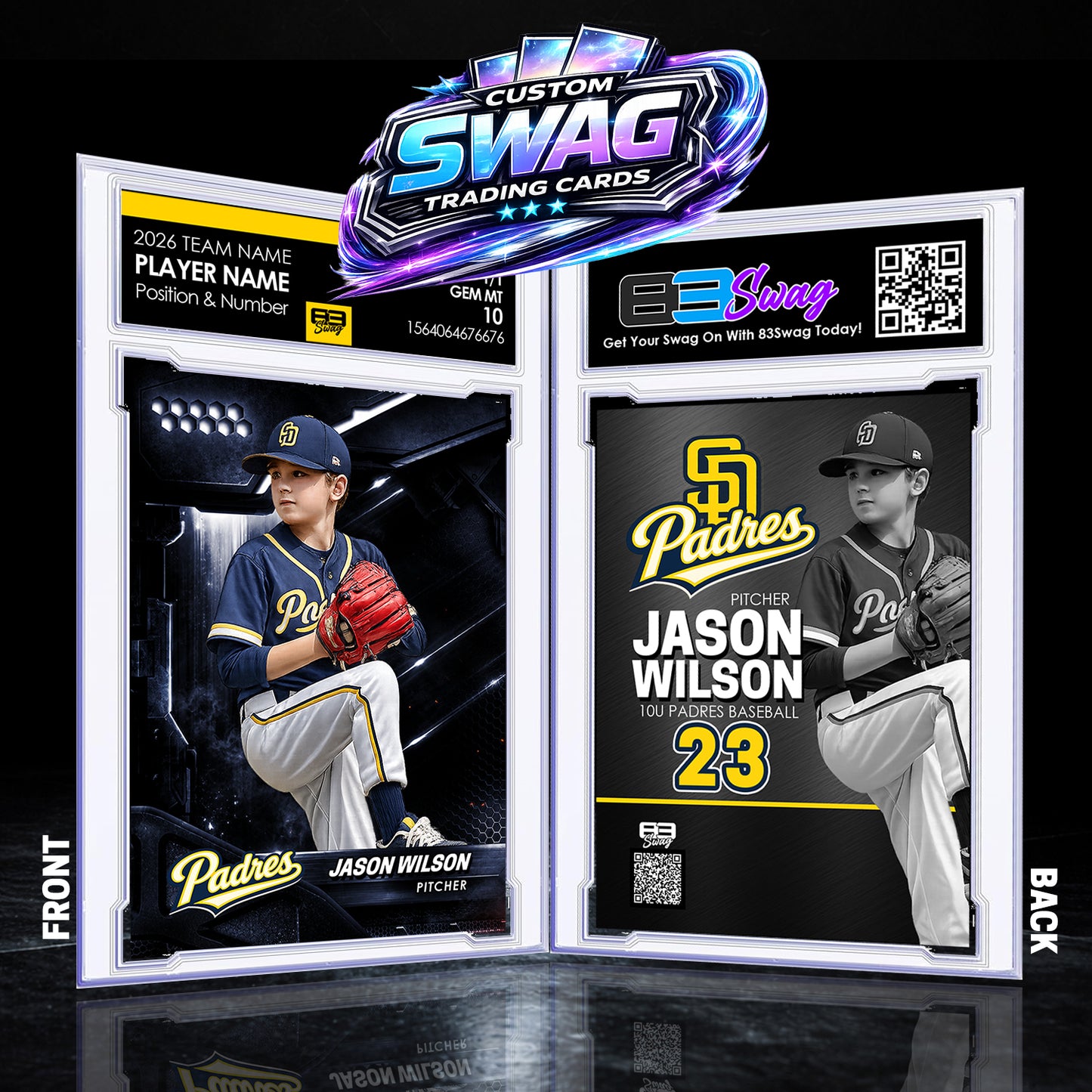 CHROME BLACK Custom Trading Card w/Slab!