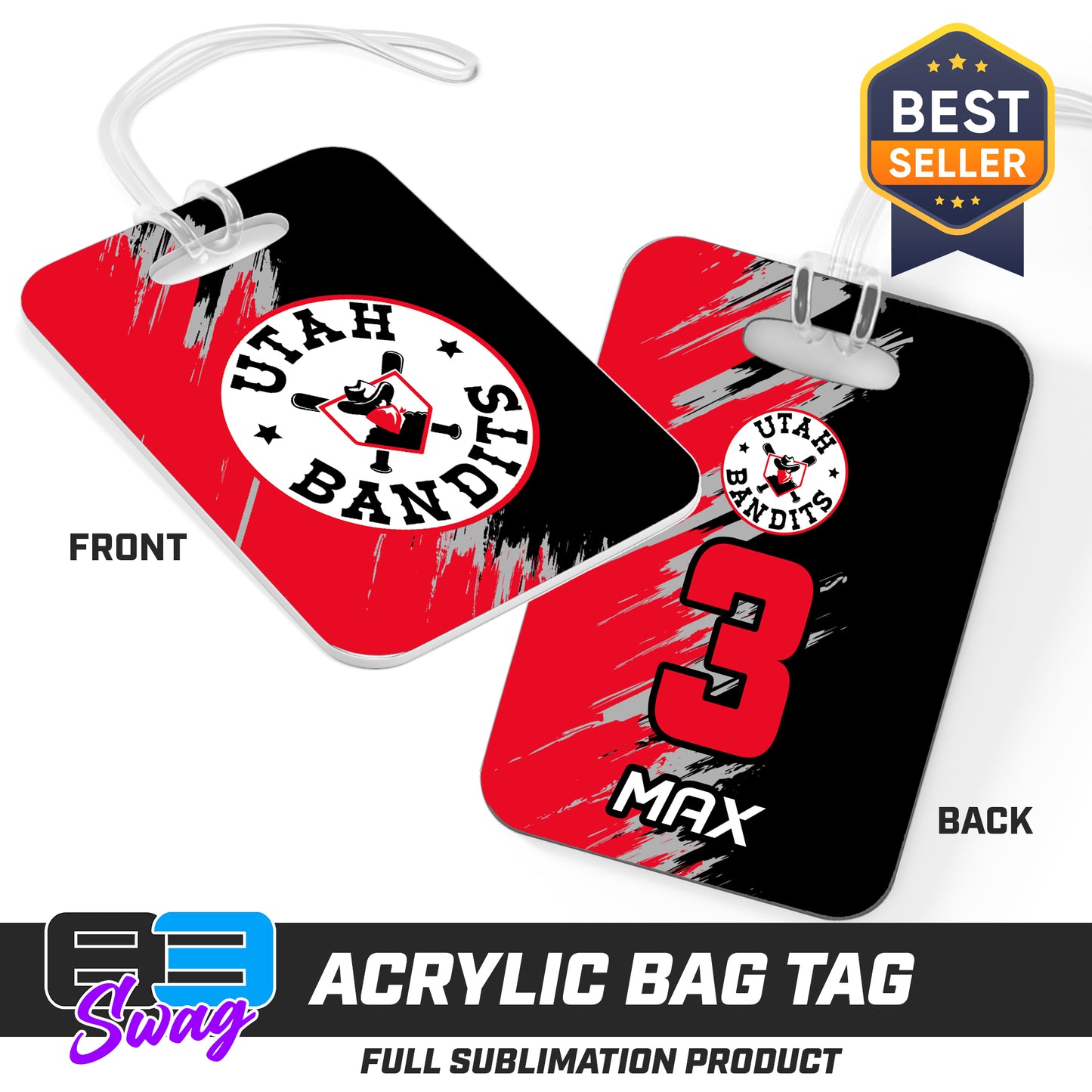 Hard Acrylic Bag Tag - Utah Bandits Baseball