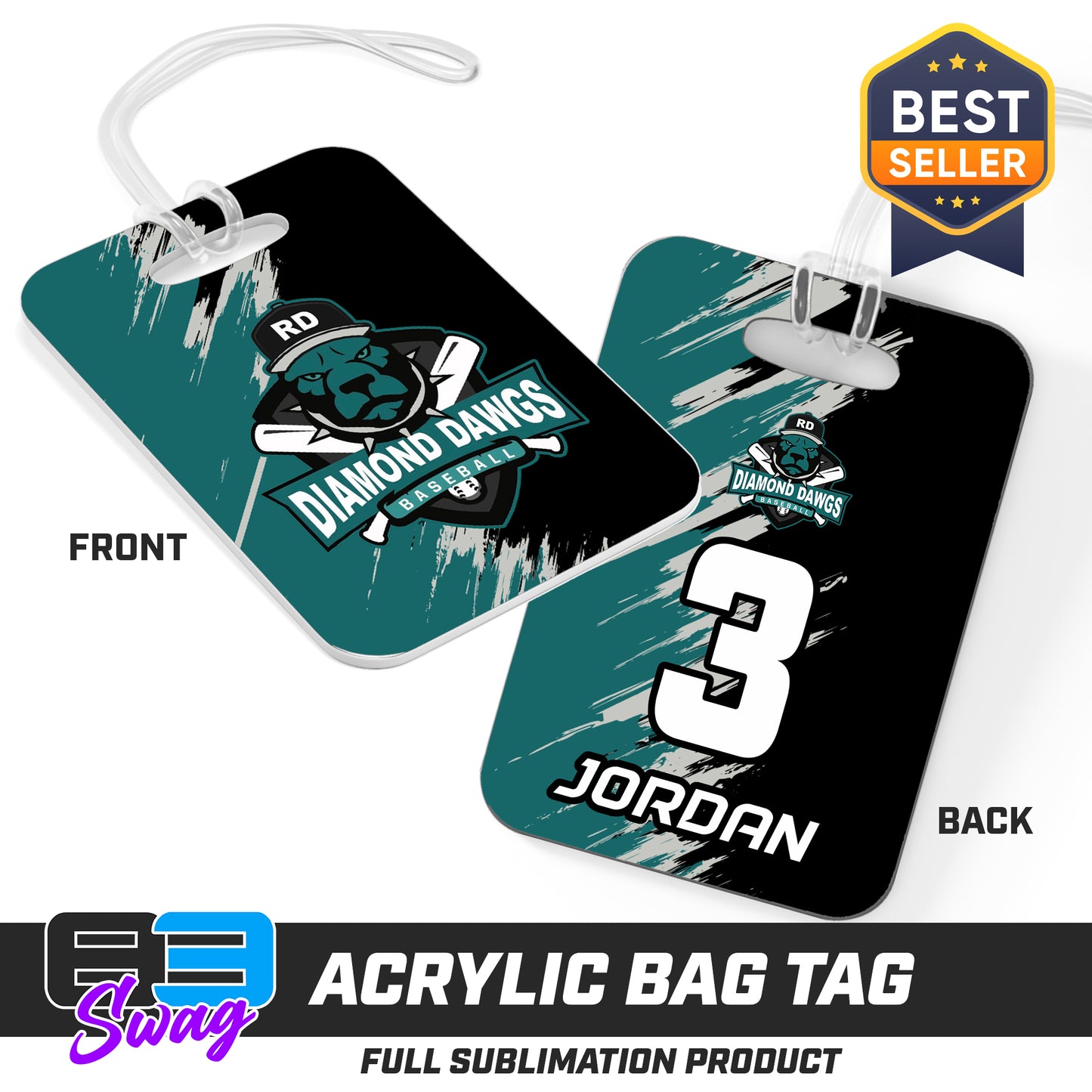Hard Acrylic Bag Tag - Diamond Dawgs