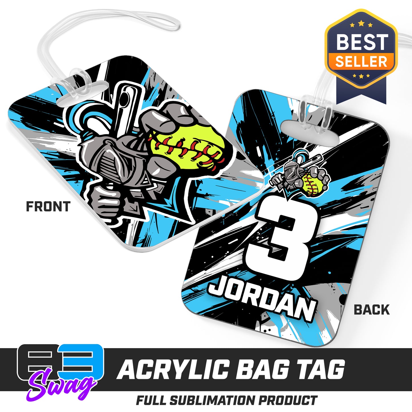 Hard Acrylic Bag Tag - Knights Softball