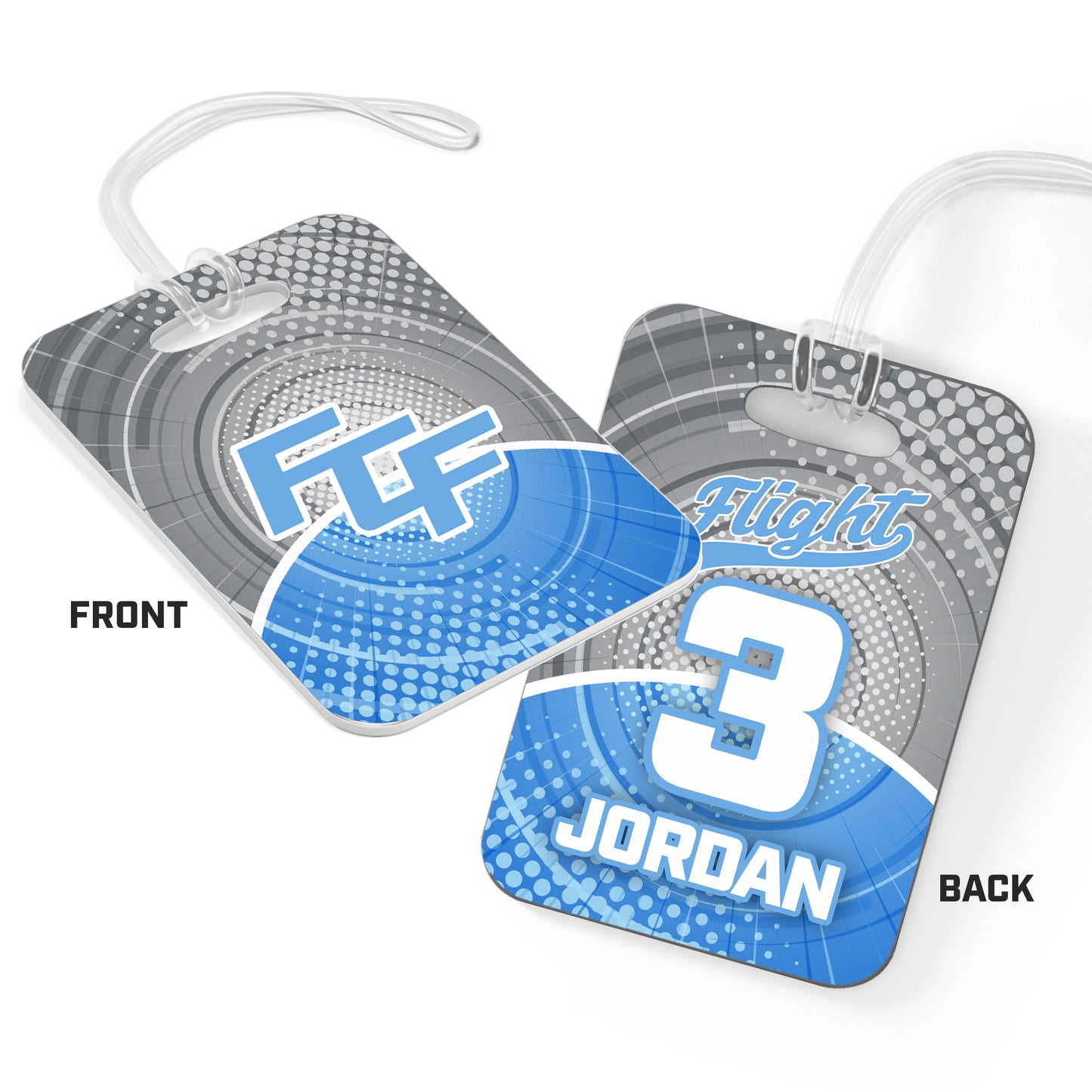 CUSTOM - Hard Acrylic Bag Tag - FCF Flight Baseball Blue