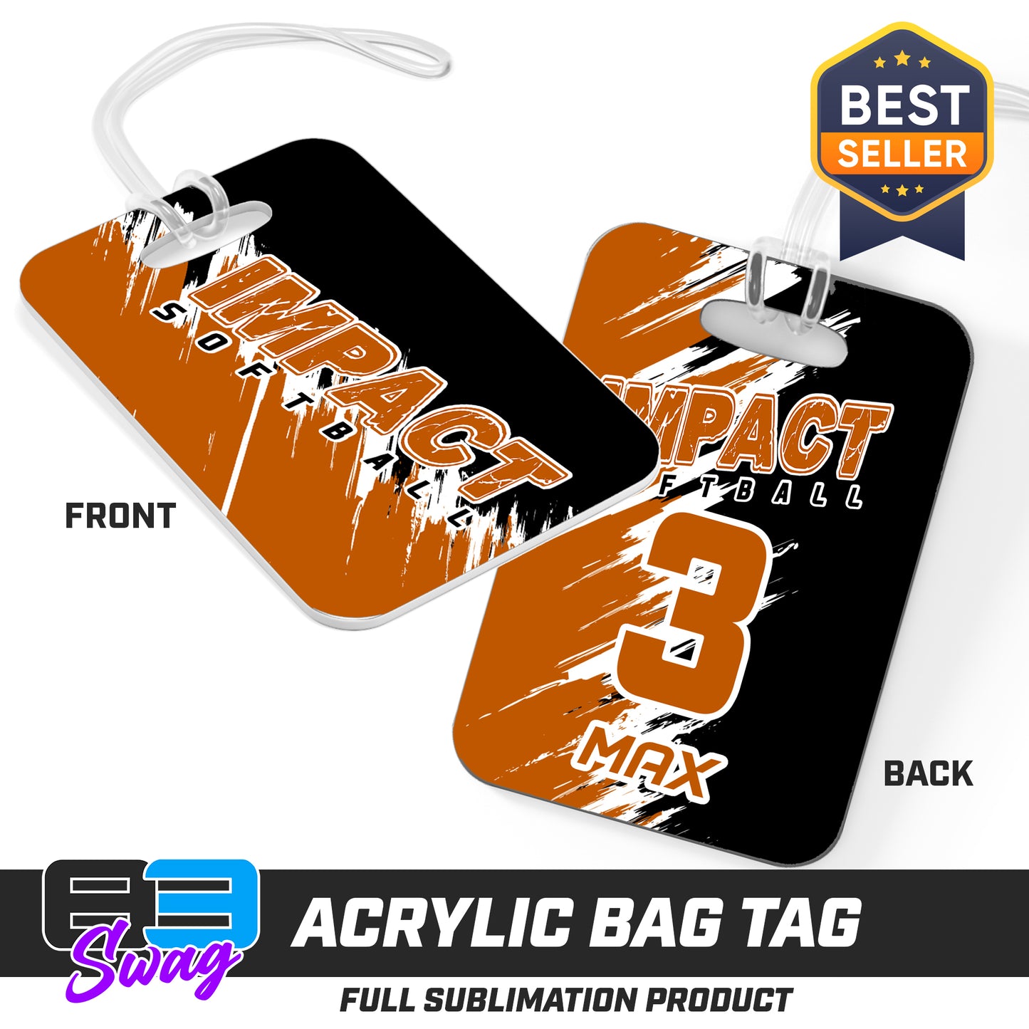 Hard Acrylic Bag Tag - Impact Softball