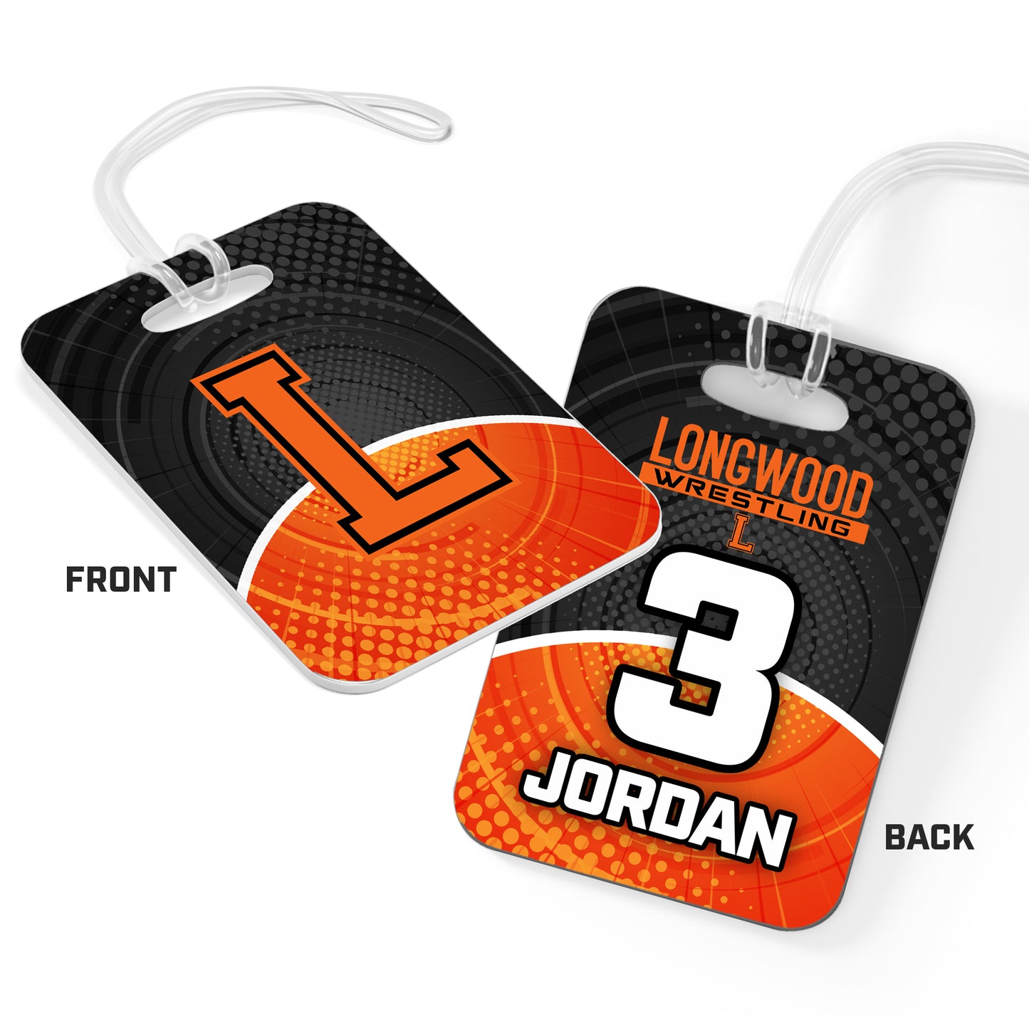 CUSTOM - Hard Acrylic Bag Tag - Longwood Wrestling