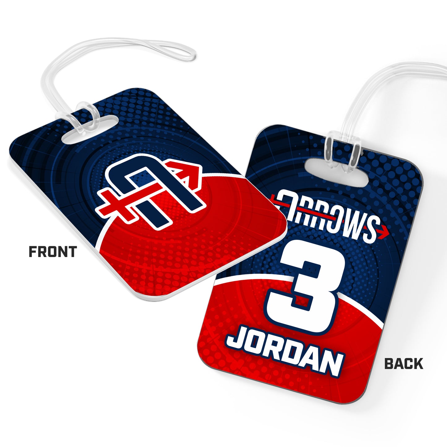 CUSTOM - Hard Acrylic Bag Tag - Arrows Baseball