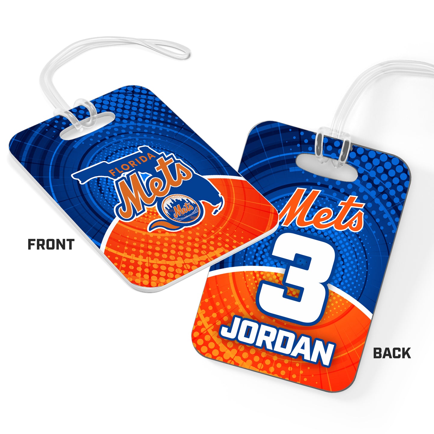 CUSTOM - Hard Acrylic Bag Tag - Florida Mets Baseball