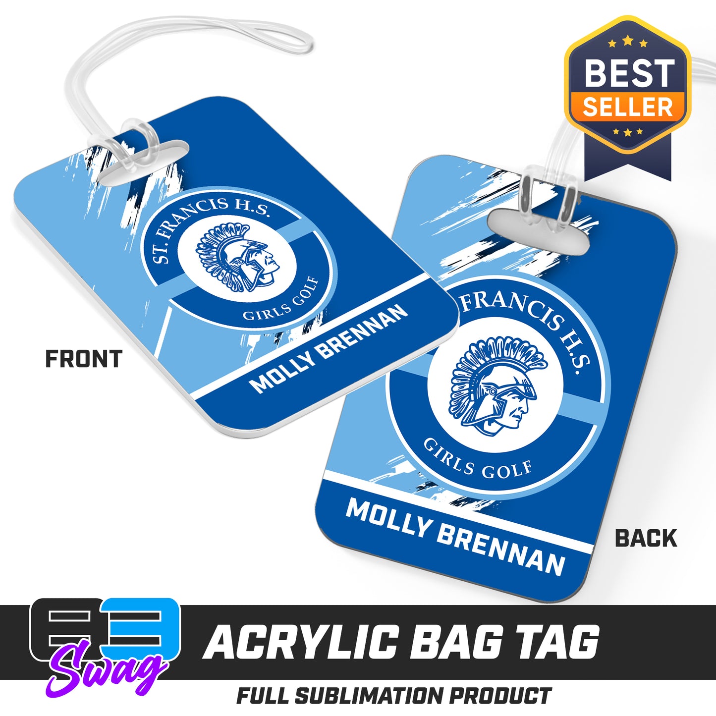 Hard Acrylic Bag Tag - St. Francis HS Girls Golf