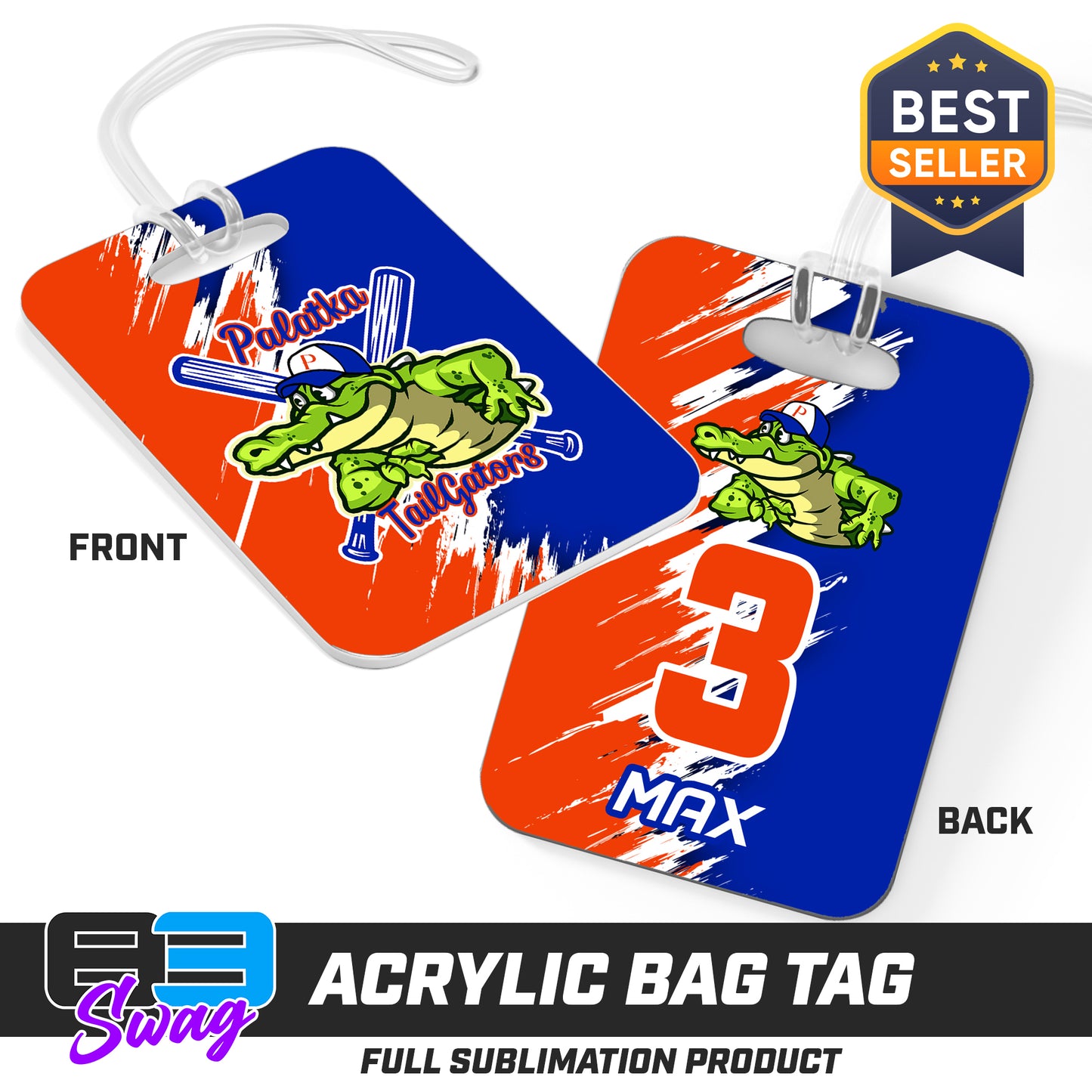 Hard Acrylic Bag Tag - Palatka TailGators Baseball - 2024 FALL EDITION