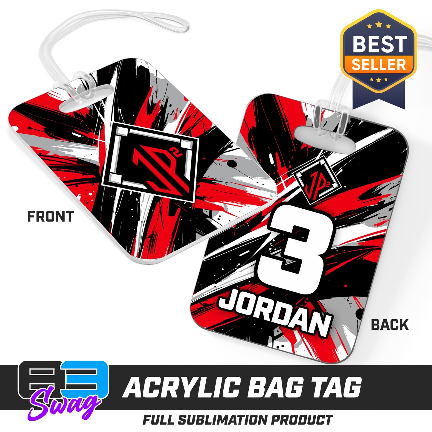 Hard Acrylic Bag Tag - JP2 Sports Baseball