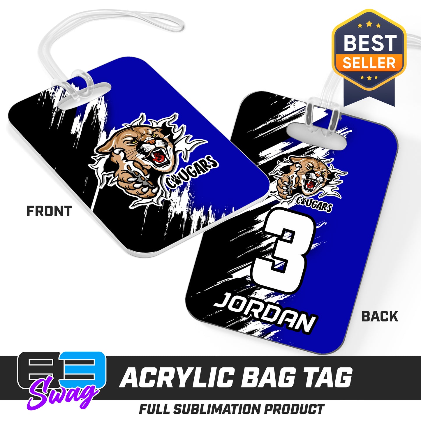 Hard Acrylic Bag Tag - North Caroline Cougars Football