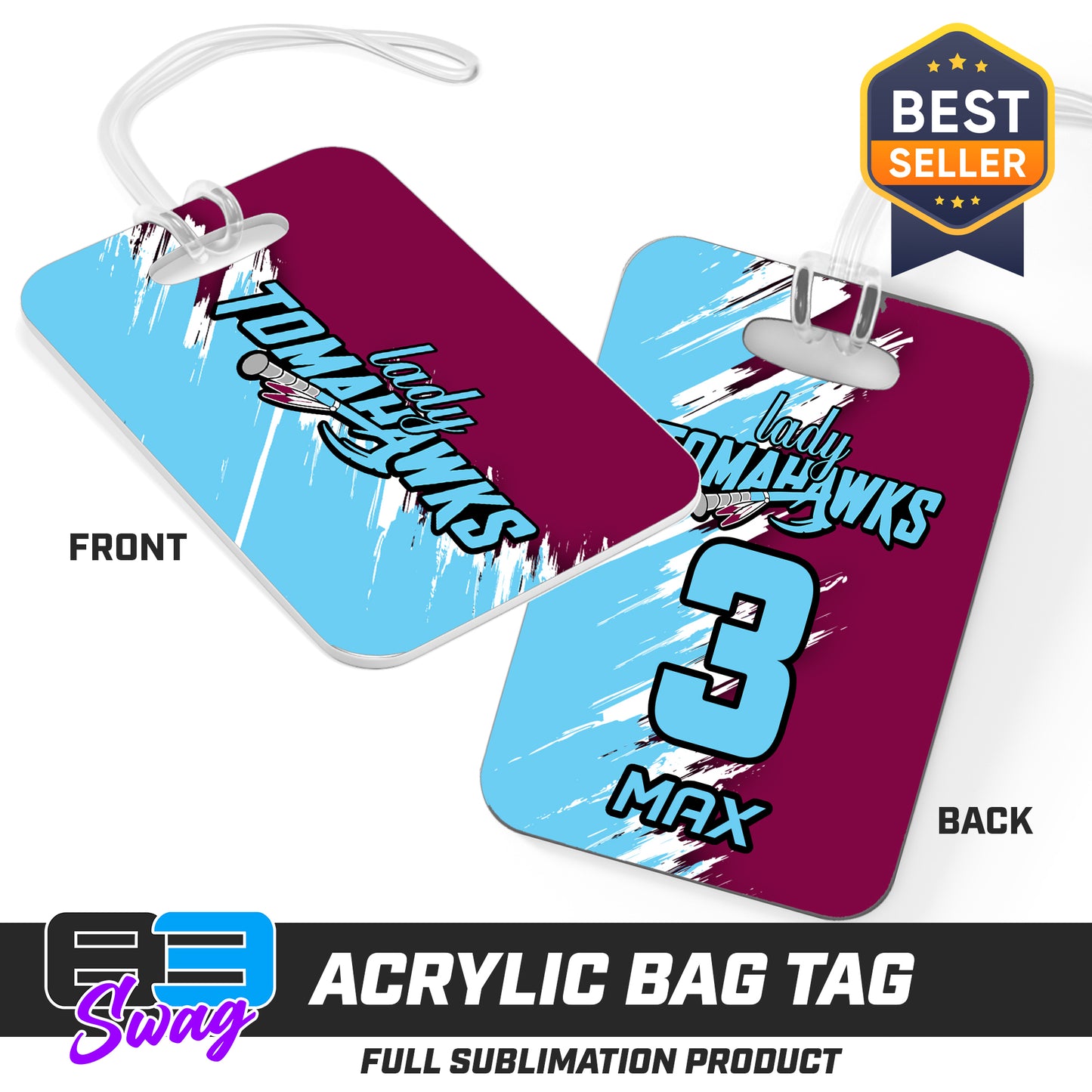 Hard Acrylic Bag Tag - Keystone Heights - Lady Tomahawks Softball