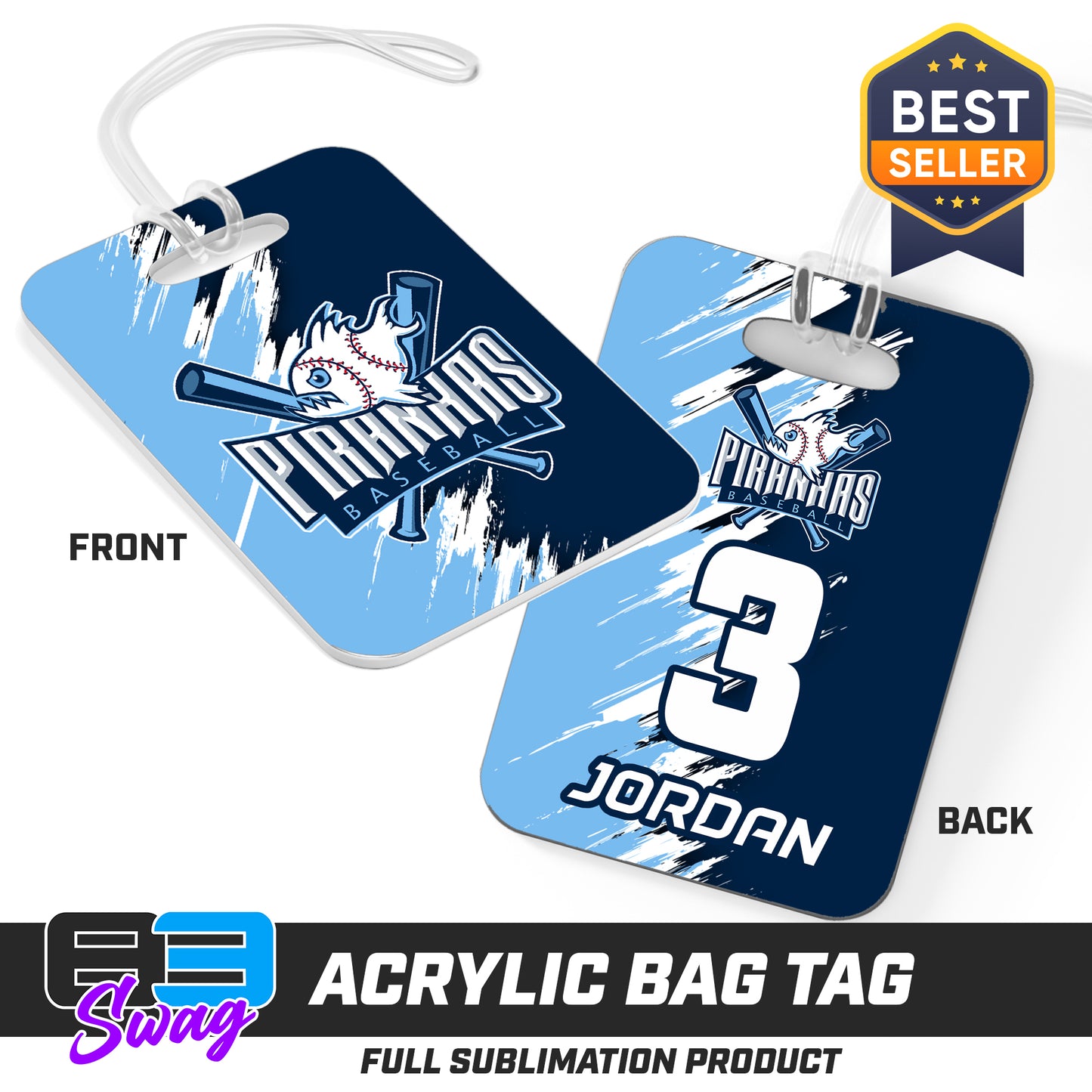 Hard Acrylic Bag Tag - Piranhas Baseball