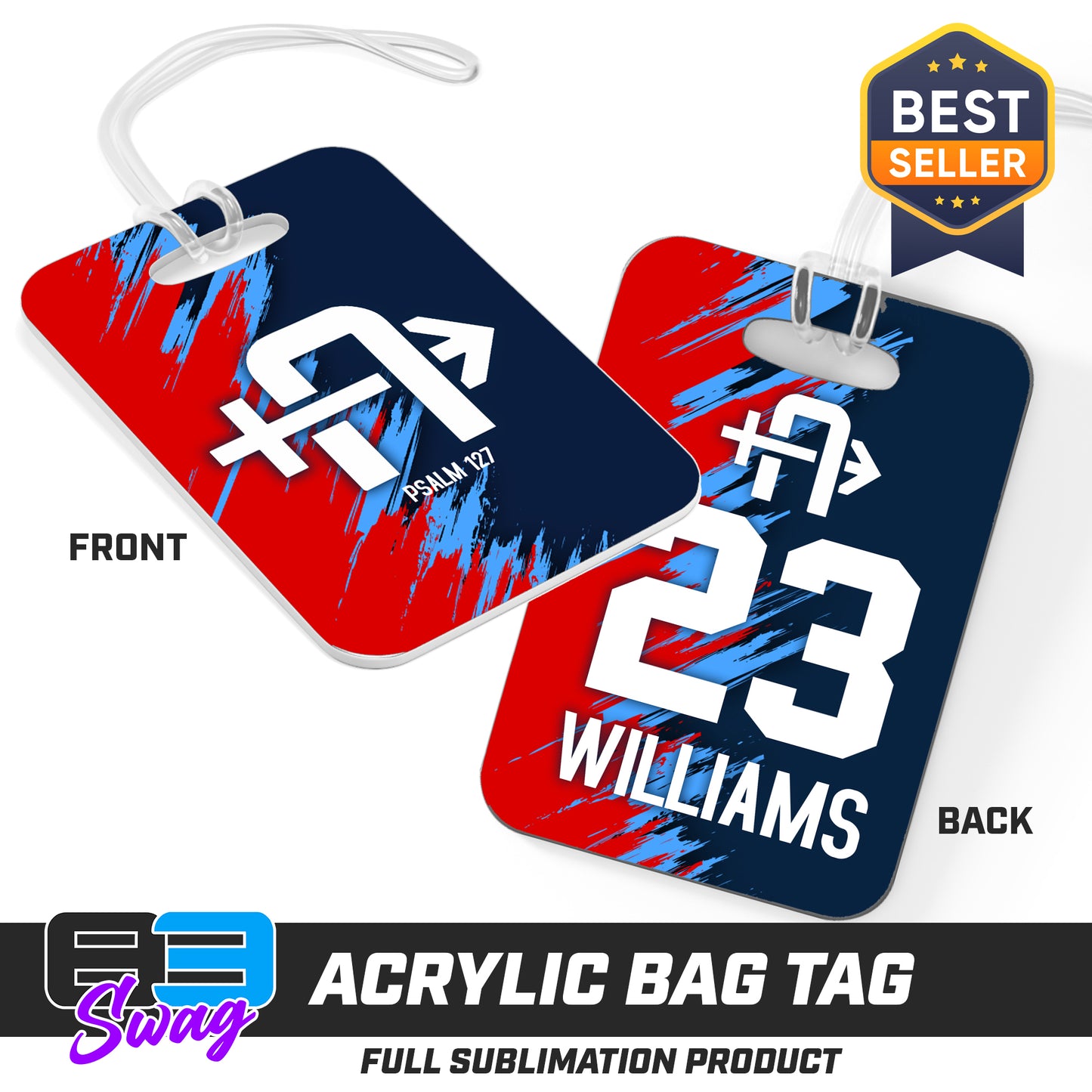 CUSTOM - Hard Acrylic Bag Tag - Arrows Baseball