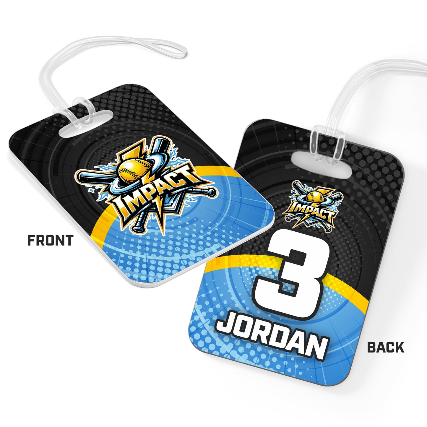 CUSTOM - Hard Acrylic Bag Tag - Impact Softball - Massachusetts