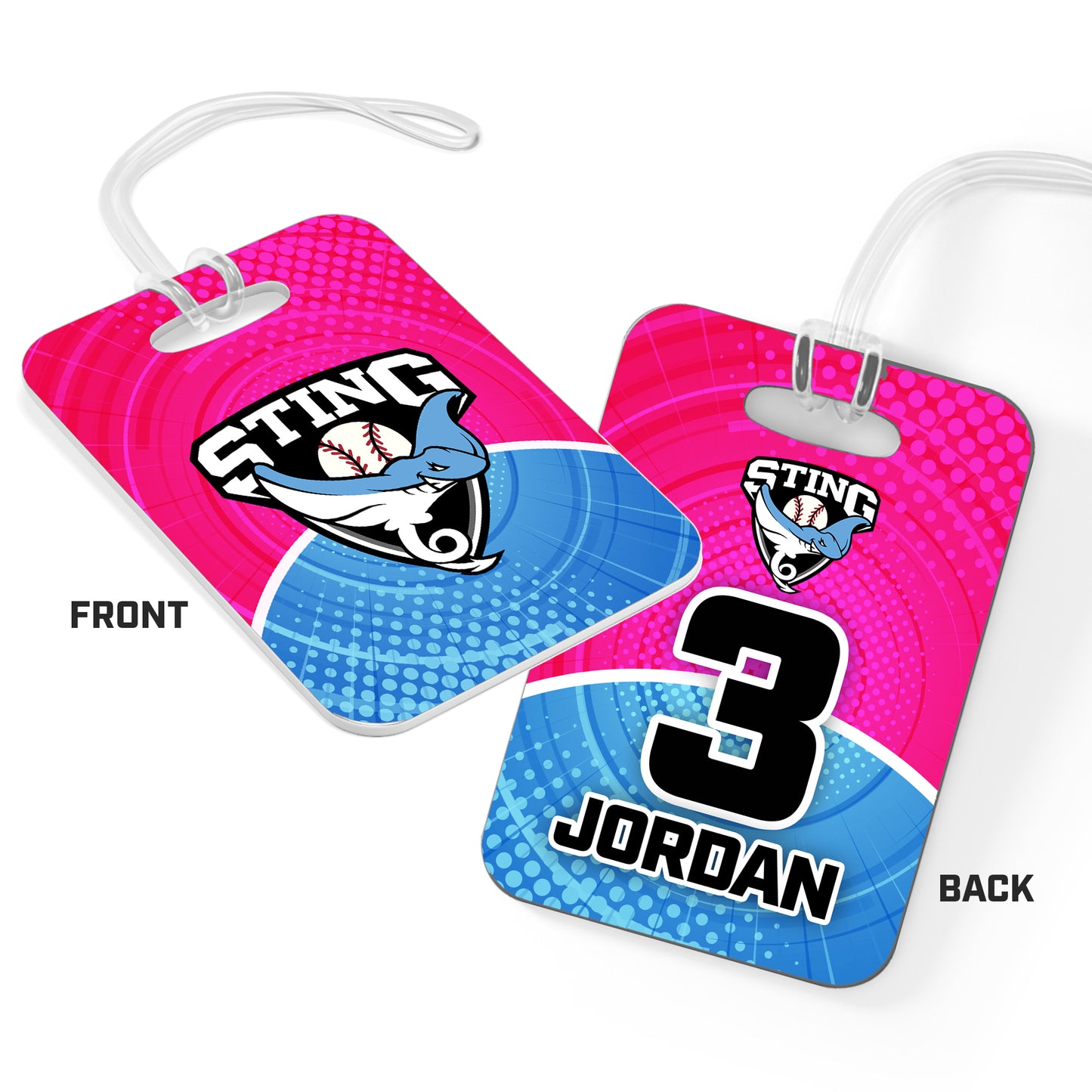 CUSTOM - Hard Acrylic Bag Tag - Southwest Sting Baseball