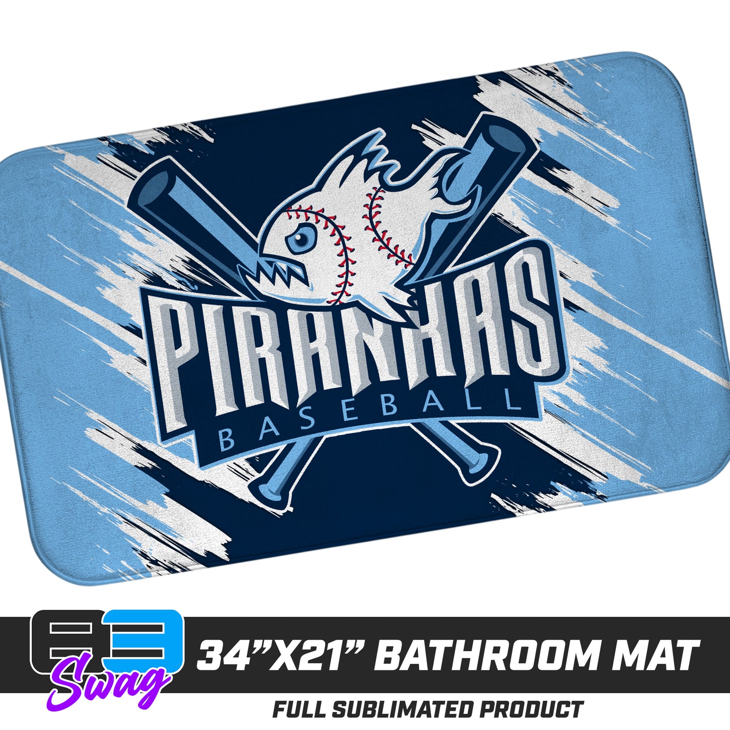21"x34" Microfiber Bath Mat - Piranhas Baseball