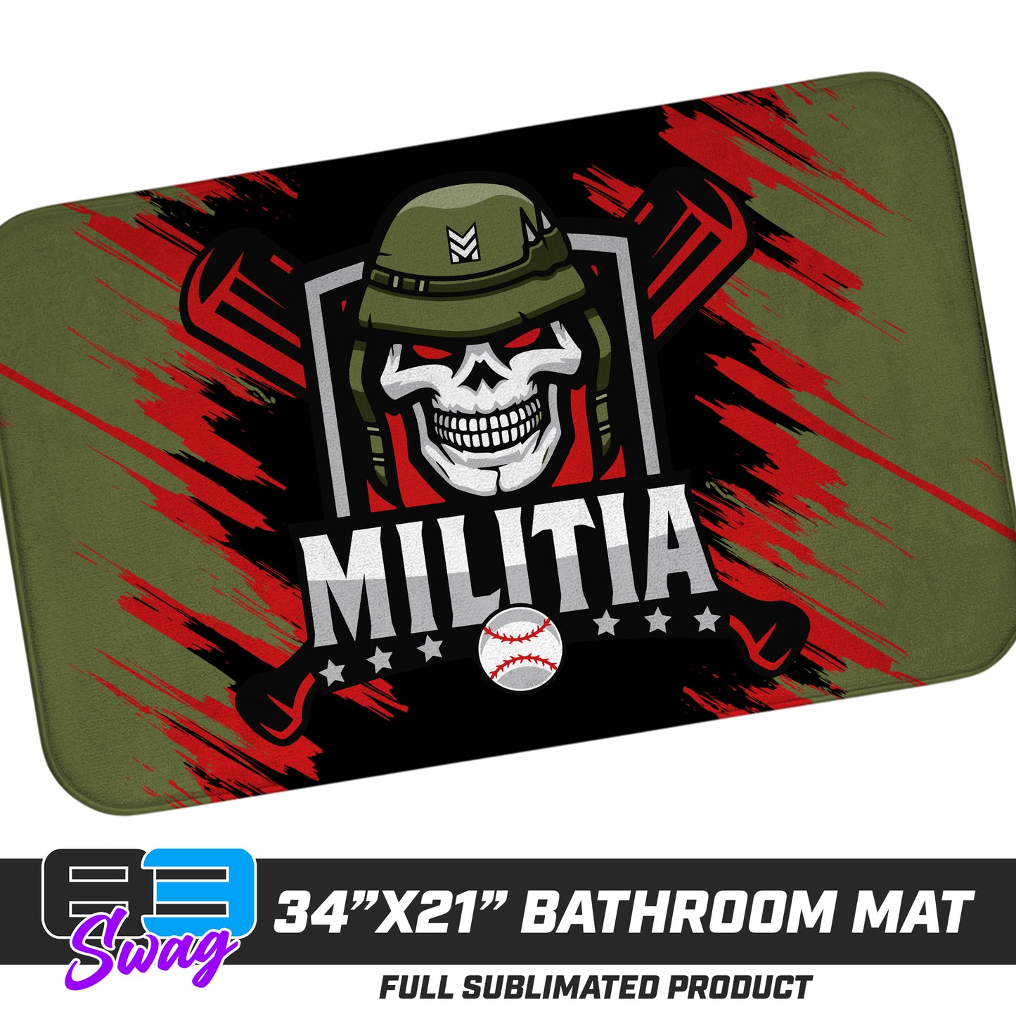 21"x34" Microfiber Bath Mat - Militia Baseball