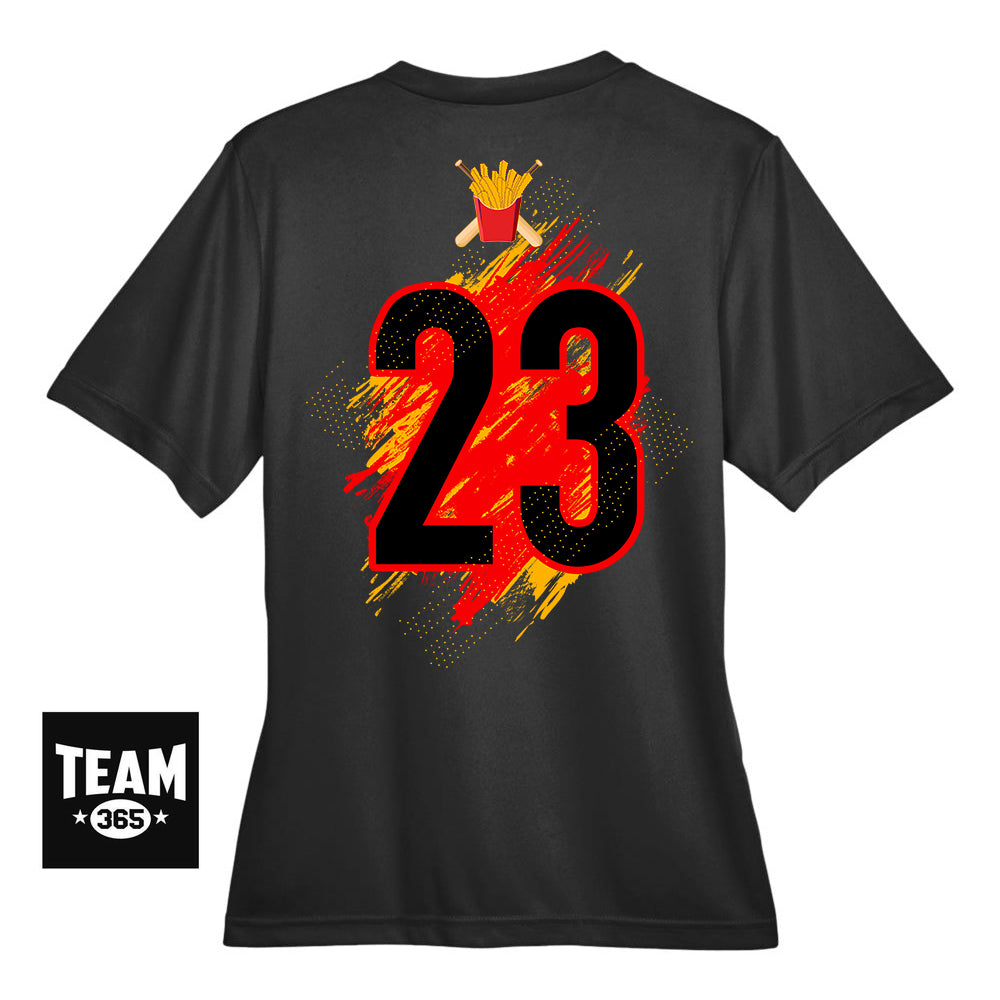 GLITCH - Team 365 TT11W Women's Zone Performance T-Shirt - Team Rally Fries Baseball