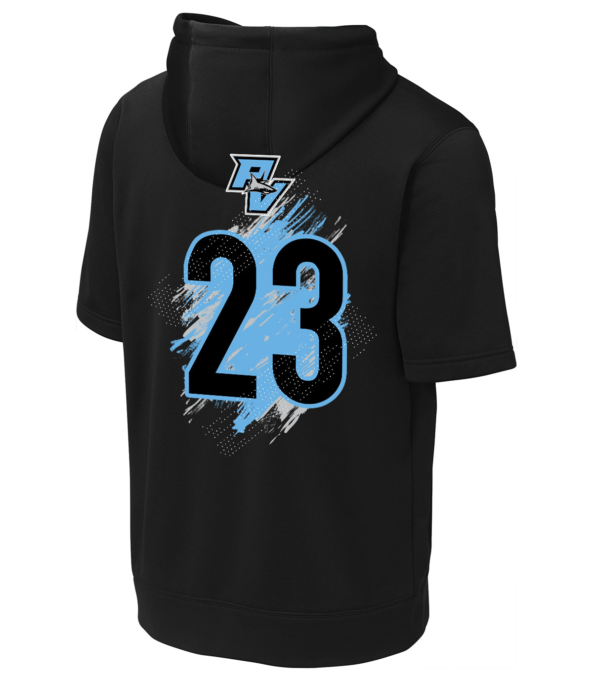 GLITCH - Sport-Tek Sport-Wick Fleece Short Sleeve Hooded Pullover ST251 - PVAA Sharks Baseball