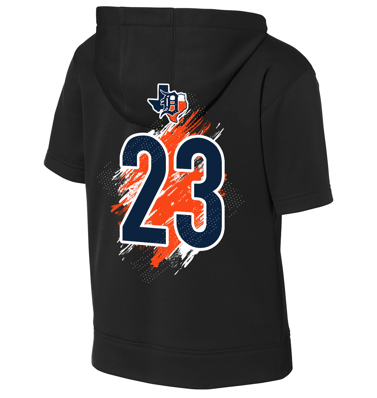 GLITCH - Sport-Tek Youth Sport-Wick Fleece Short Sleeve Hooded Pullover YST251 - Dallas Tigers Baseball