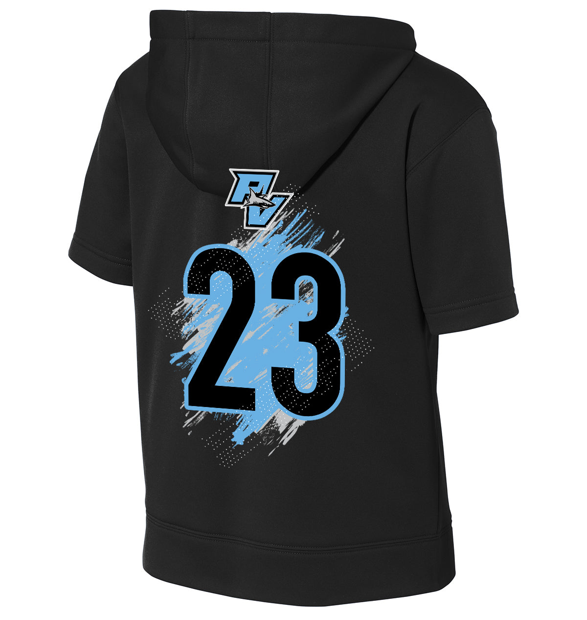 GLITCH - Sport-Tek Youth Sport-Wick Fleece Short Sleeve Hooded Pullover YST251 - PVAA Sharks Baseball