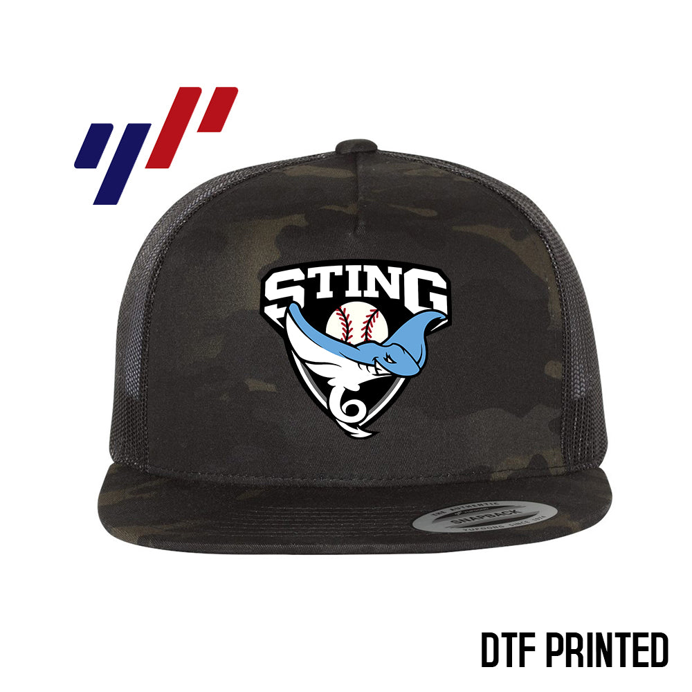 Yupoong 6006 Adult 5-Panel Classic Trucker Hat - DTF PRINTED - Southwest Sting Baseball
