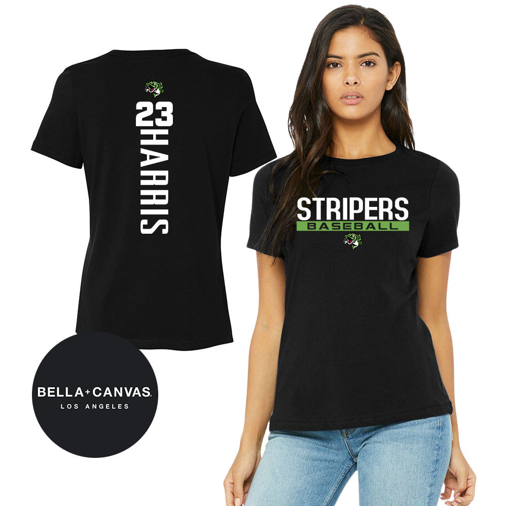 GAME TIME - Bella + Canvas B6400 Women's Relaxed Jersey Short-Sleeve T-Shirt - RBA Stripers Baseball