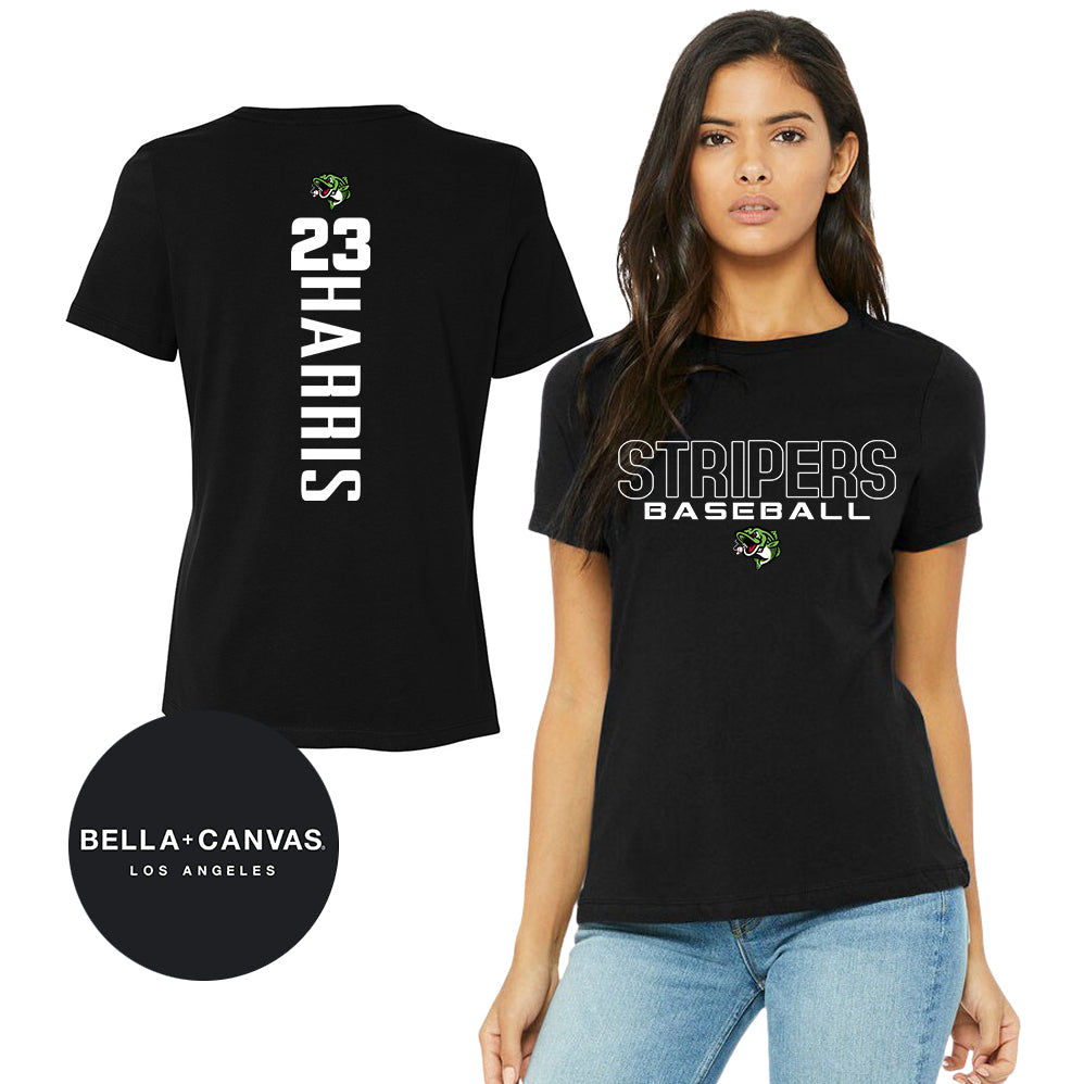 GAME TIME - Bella + Canvas B6400 Women's Relaxed Jersey Short-Sleeve T-Shirt - RBA Stripers Baseball
