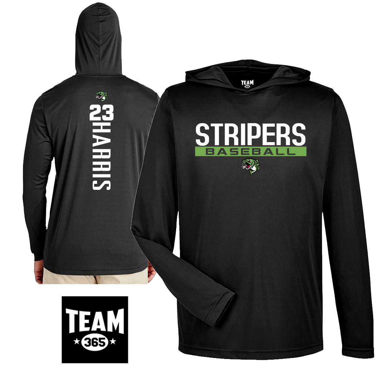 GAME TIME - Team 365 Youth & Men's Zone Performance Hoodie - RBA Stripers Baseball