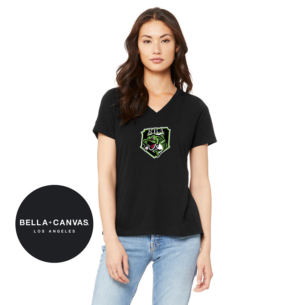 Bella + Canvas 6415 Ladies' Relaxed Triblend V-Neck T-Shirt - RBA Stripers Baseball